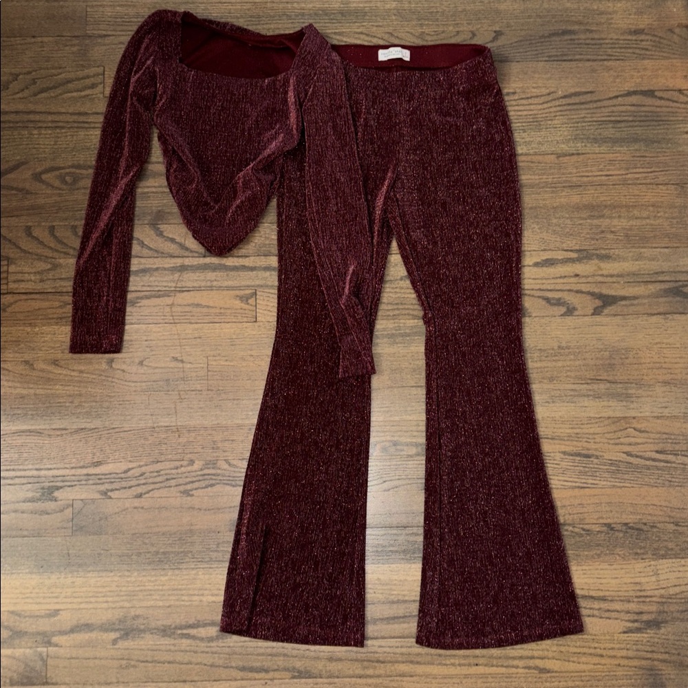 Vanilla Star Burgundy Women's Pants & Top Set